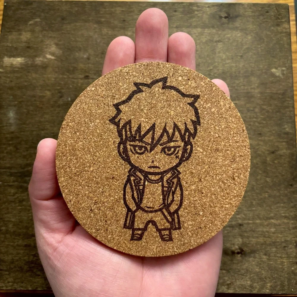 Boruto Kawaki Chibi Style Laser Engraved Cork Coaster